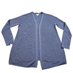 J Jill Cardigan Womens XLP Petite Blue Acrylic Linen Long Sleeve Button Up